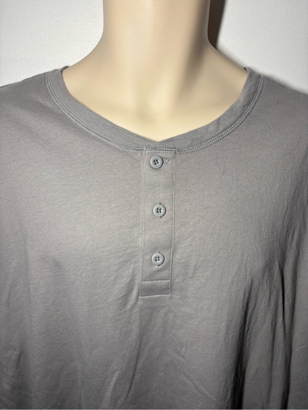 GAP Men’s Long Sleeve Henley Shirt Gray 2XL 100% Cotton - Picture 3 of 5